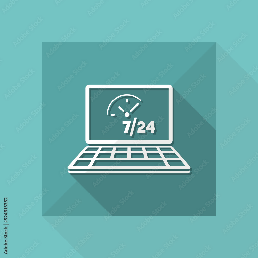 Daily full time computer service - Vector flat icon
