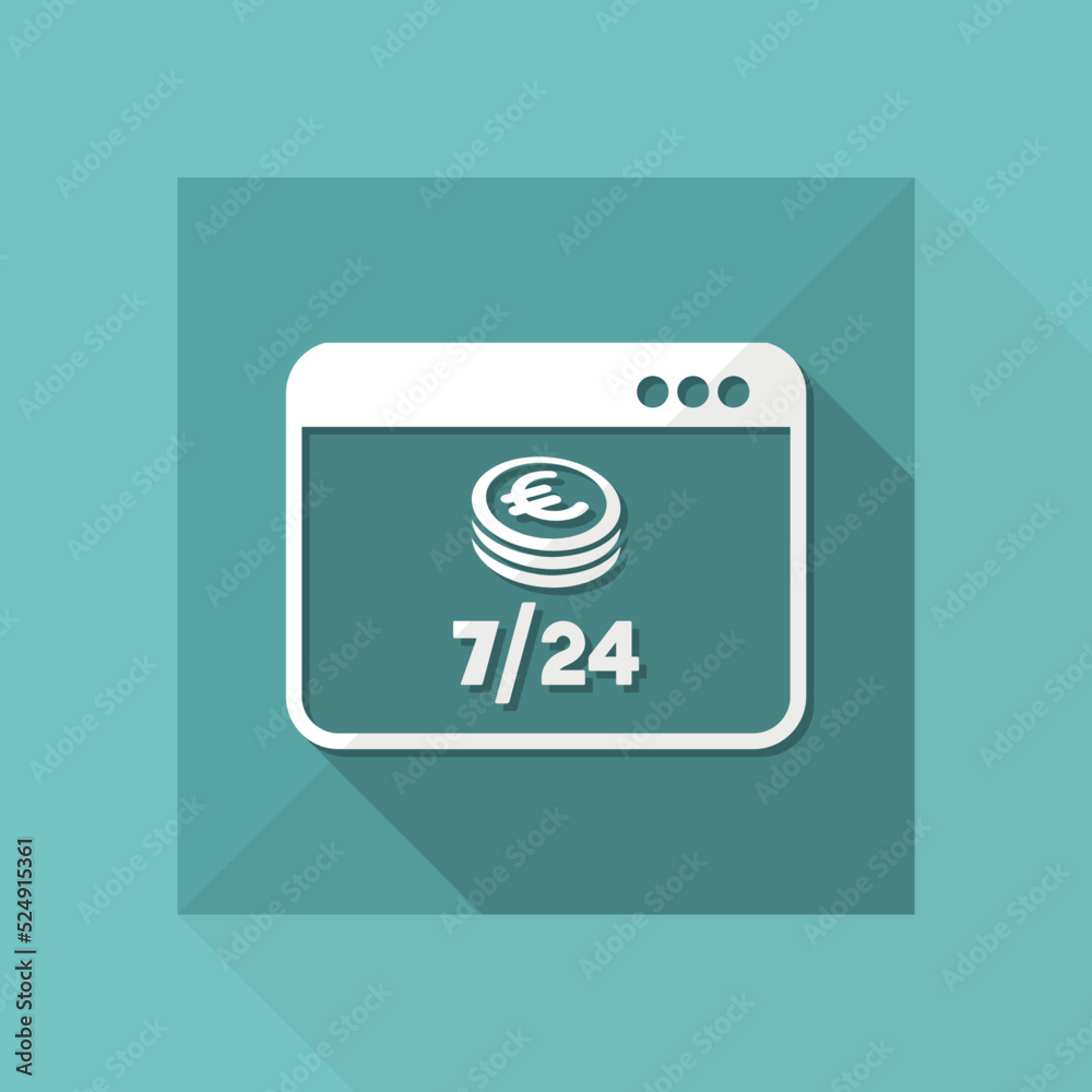 Euro - Daily banking service 7/24 - Vector flat icon Euro - Daily banking service 7/24 - Vector flat icon