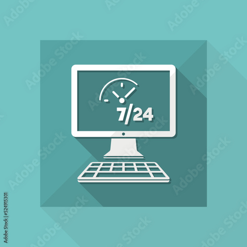 Daily full time computer service - Vector flat icon
