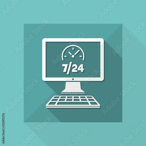 Full time 7/24 web services - Vector flat icon