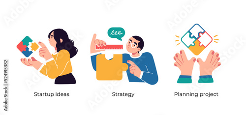 Planning and building new project- abstract business concept illustrations. Startup ideas, Strategy, Planning project. Visual stories collection