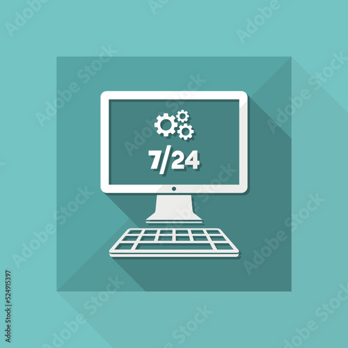 Computer assistance full time - Vector flat icon