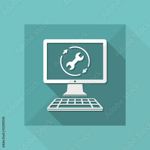 Full time computer repair or customize assistance - Vector flat icon