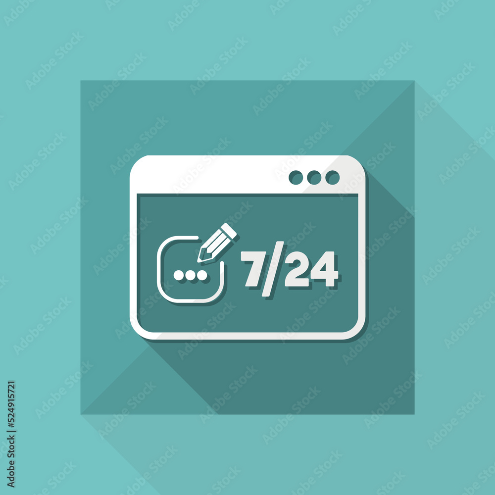 Contact message 7/24 - Vector flat icon Contact message 7/24 - Vector flat icon