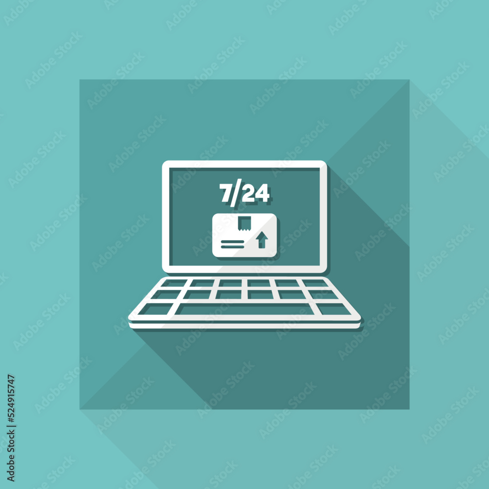 Delivery service 7/24 - E-commerce button - Vector flat icon Delivery service 7/24 - E-commerce button - Vector flat icon