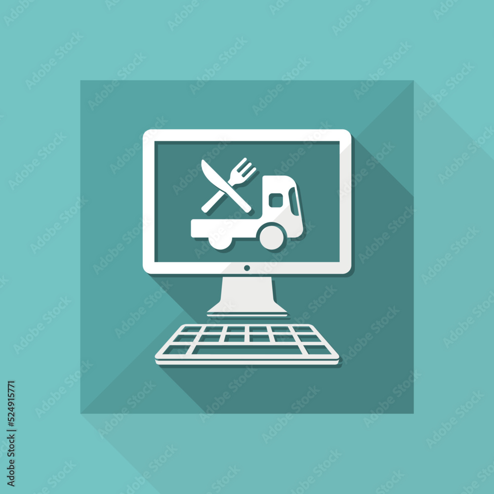 Online food shop - Delivery - Vector flat icon Online food shop - Delivery - Vector flat icon