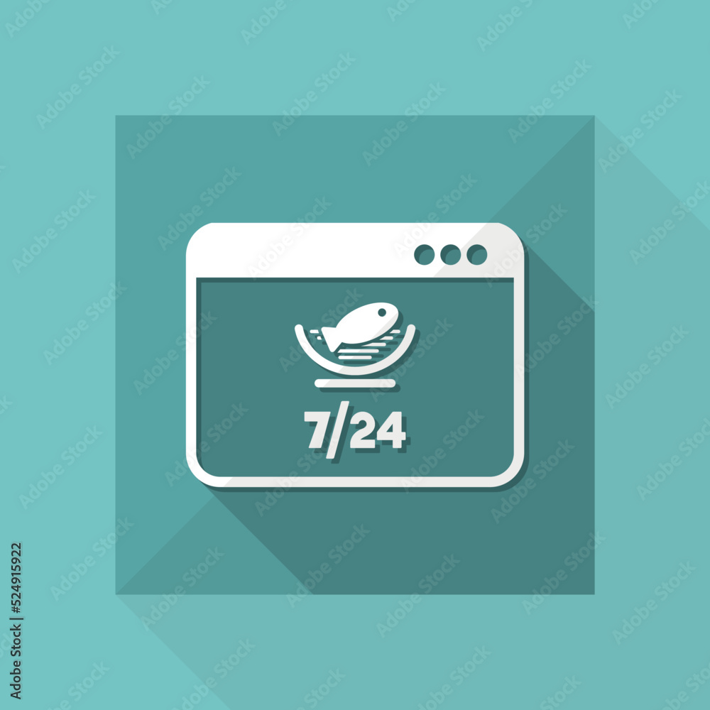 Food services fish 7/24 - Vector flat icon Food services fish 7/24 - Vector flat icon