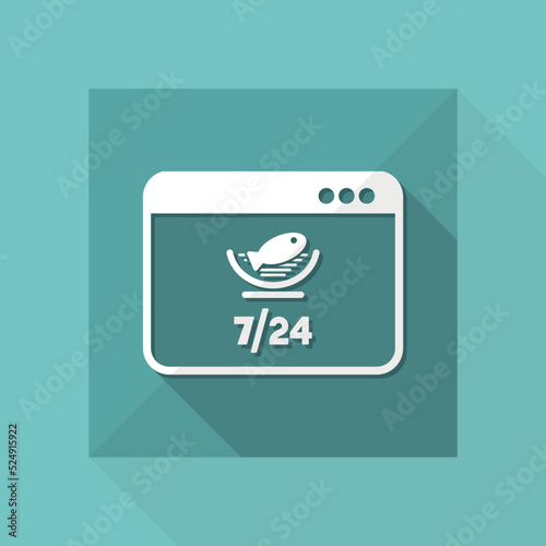 Food services fish 7/24 - Vector flat icon