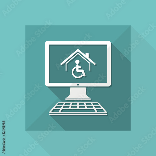 Housing online services for disabled - Vector flat icon