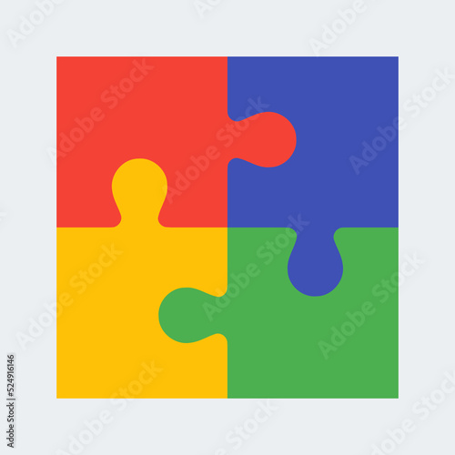 Colorful shiny puzzle vector illustration. Eps 10. Suitable for presentations and diagrams. © PJVector