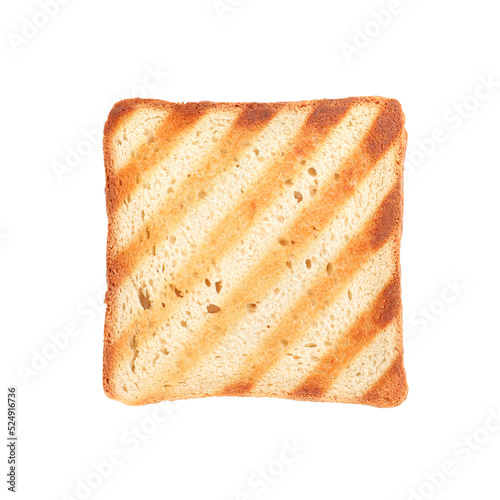 Slice of delicious toasted bread isolated on white