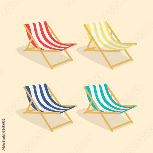 Deck chair design vector flat isolated illustration