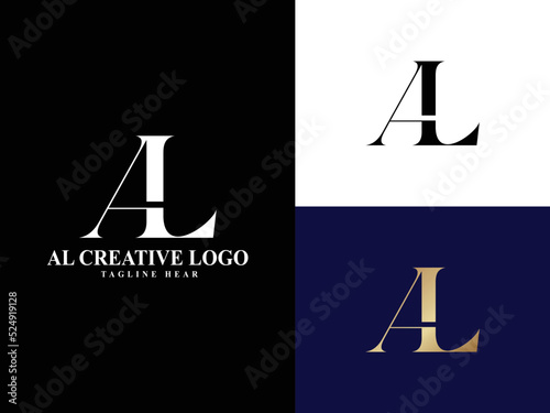 AL luxury clothing logo or LA  modern logo, golden, creative, minimal, icon, letter, initials, and monogram logo design. free vector files