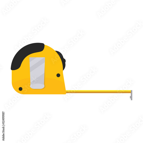 Yellow measuring tape, Carpenter tape measure tool vector illustration, measuring equipment for home repair
