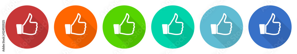 Like icon set, follow flat design vector illustration in 6 colors options for webdesign and mobile applications Like icon set, follow flat design vector illustration in 6 colors options for webdesign and mobile applications