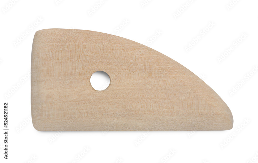 Wooden rib for clay modeling isolated on white, top view Wooden rib for clay modeling isolated on white, top view