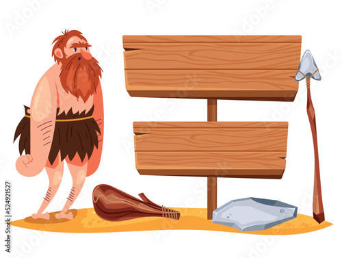 Cave people stone age prehistoric neanderthal civilisation concept. Vector isolated graphic design illustration