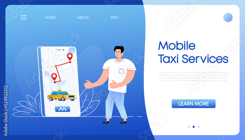 Taxi mobile application. Taxi service. Order online. Vector stock illustration.