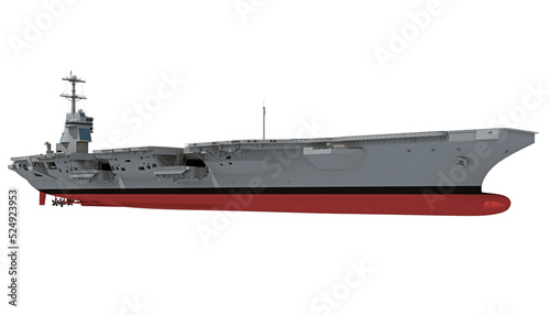 Aircraft Carrier military vessel 3D rendering on white background © 3D Horse