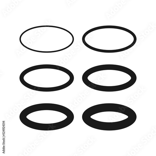 Hollow Oval Stroke Shape Icon Set