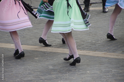 Slovak folk dance in the street 