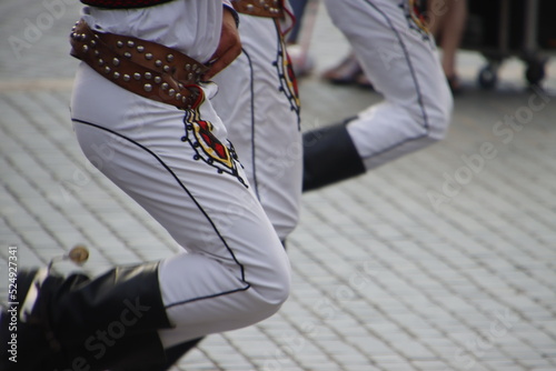 Slovak folk dance in the street
