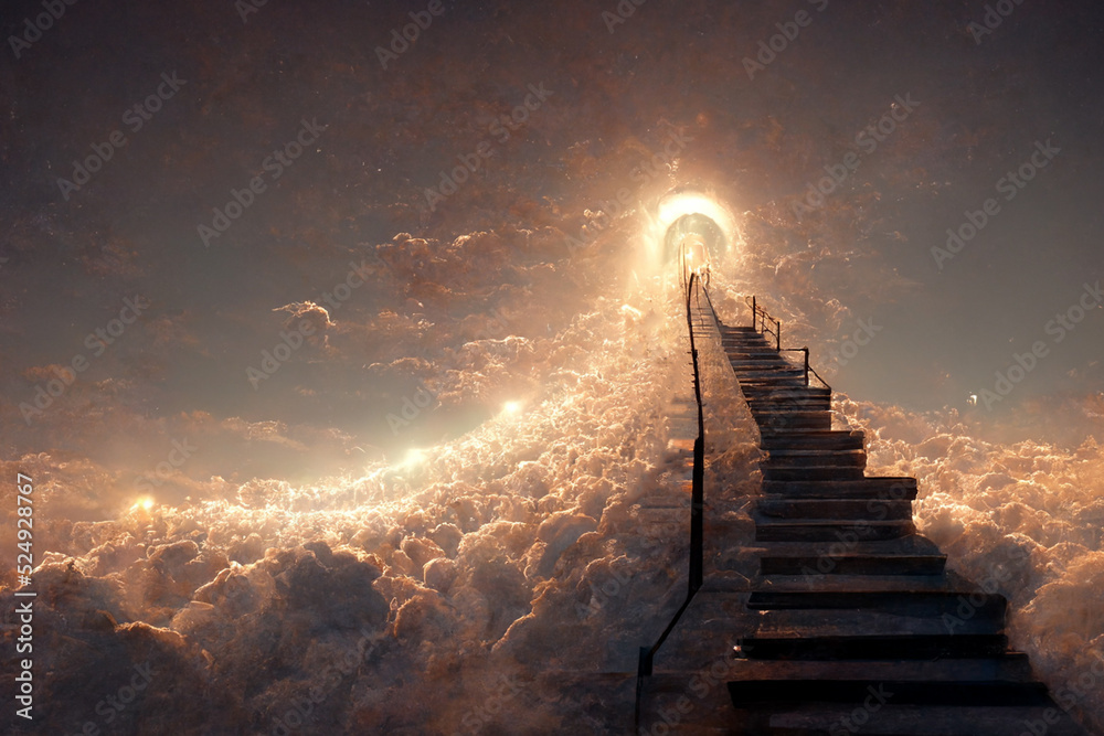 Illustration Of Stairs On The Way To Heaven Background, Way