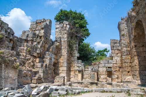 Perge, Ancient Romans baths. Ruins of the city Perga, Greek colony from 7th century BC, conquered by Persians and Alexander the Great in 334 BC.