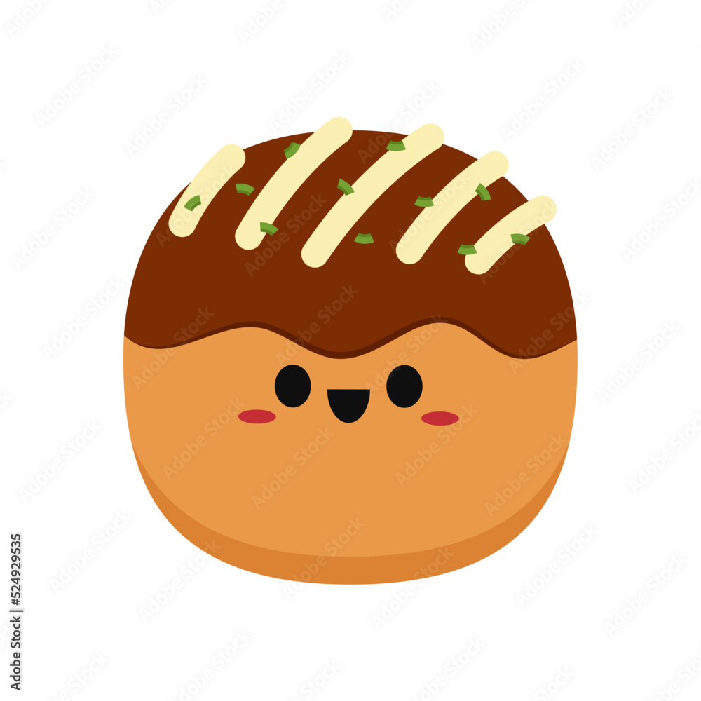 Takoyaki character design. Takoyaki vector. Takoyaki on white background.