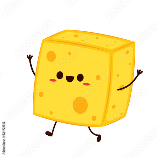 Cheese character design. Cheese on white background. symbol. mascot.