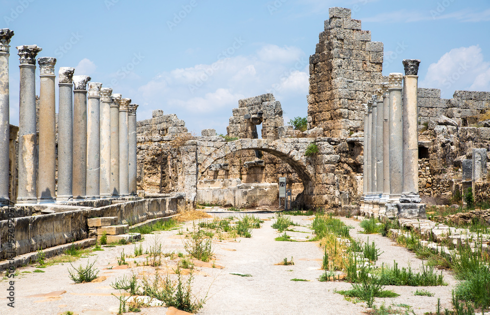 The Palestra, building dedicated to Emperor Claudius (AD 41-45). Ancient Greek colony from 7th century BC, conquered by Persians and Alexander the Great in 334 BC. Turkey