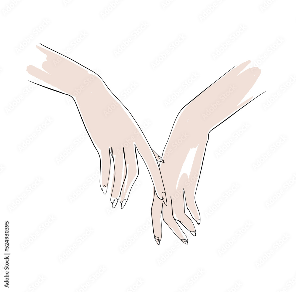 Womens hands relaxed, drawing, minimalist lines