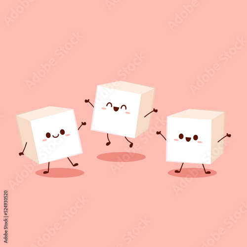 Sugar bar for Cafe concept vector illustration. Sugar cube stack. Sugar cube cartoon vector.