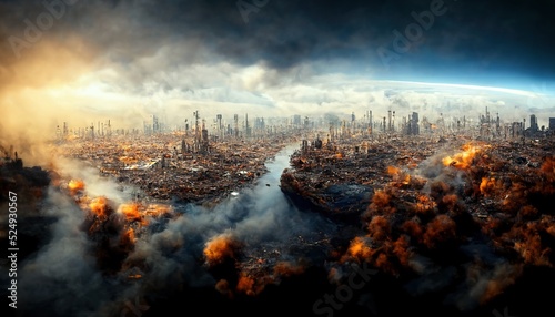 illustrative representation of a destroyed metropolis