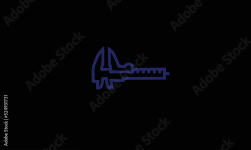 Alphabet letters Initials Monogram logo vernier caliper.actual reading . main scale.