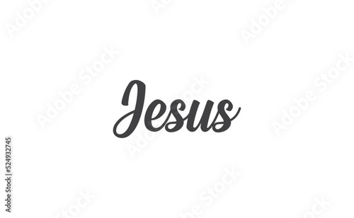Jesus vector calligraphy lettering. Faith in the lord religious banner. Praise.