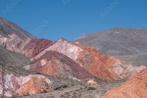 The colorful hill and 7 colors in the town and the colorados of Purmamarca in the Puna Argentina