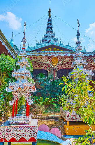 Pyathat roofs of Wat Chong Kham Temple, Mae Hong Son, Thailand photo