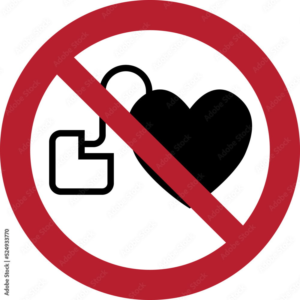 ISO 7010 P007 – No access for people with active implanted cardiac devices ISO 7010 P007 – No access for people with active implanted cardiac devices