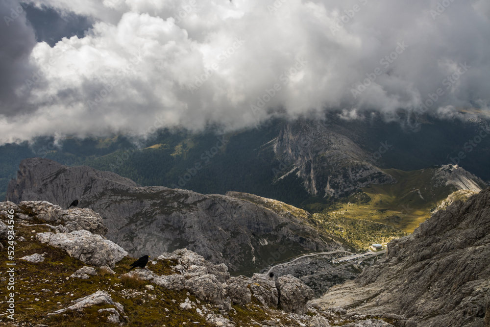 Mountain peaks Lagazuoi in Dolomites