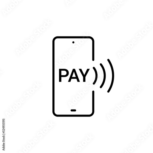 Online mobile payment icon. Digital phone pay electronic currency smartphone transaction line icon. photo