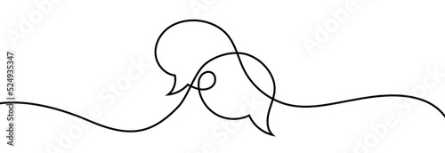 hand drawn illustration of speech communication with one line.Line art.