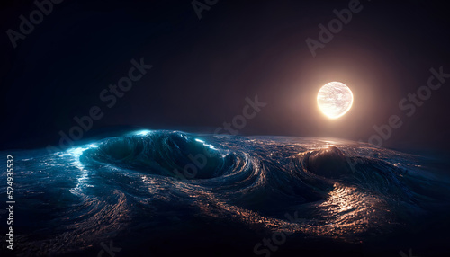 Abstract night seascape. Mo...