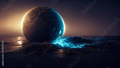 Abstract night seascape. Mo...