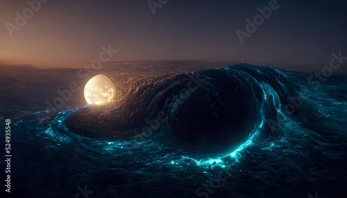 Abstract night seascape. Mo...