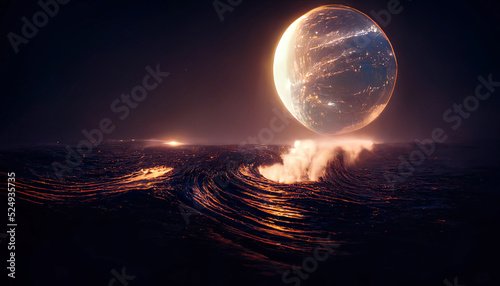 Abstract night seascape. Mo...