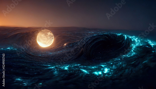 Abstract night seascape. Mo...