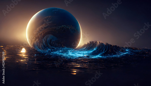 Abstract night seascape. Mo...