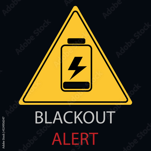 power outage blackout alert sign yellow triangle battery electricity