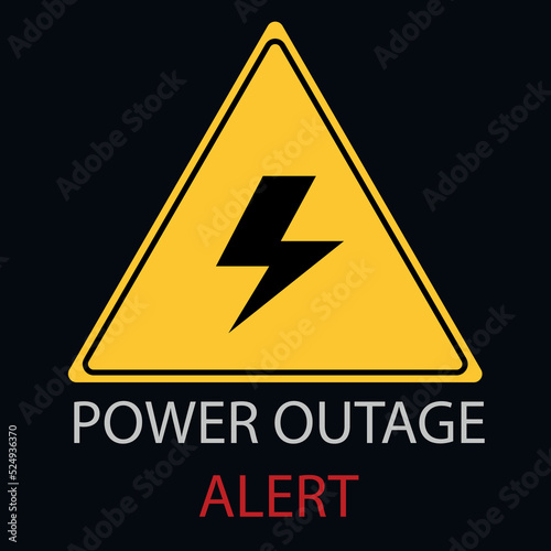 power outage alert  blackout sign yellow triangle lightning electricity